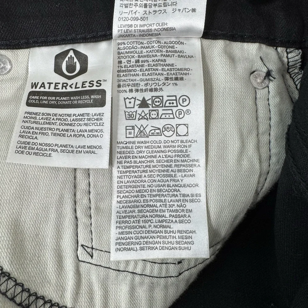 Levis 502 Regular Fit Tapered Leg Jeans Mens 34x32 Black Denim Cotton Blend Zip‎